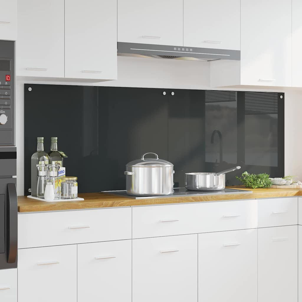 vidaXL Küchenrückwand 2 pcs Dunkelgrau 90 x 60 cm Gehärtetes Glas