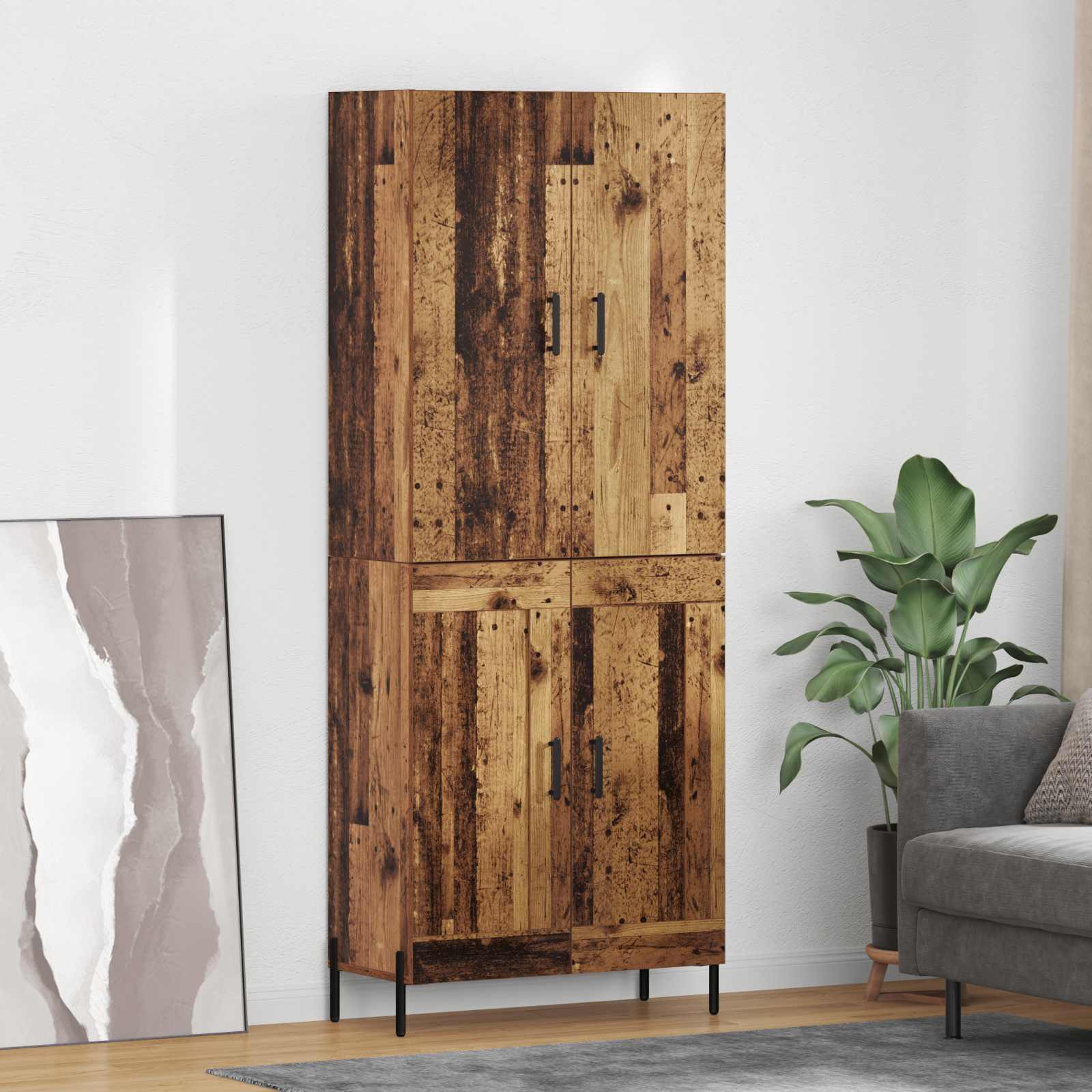 vidaXL Highboard Wandmontiert Altholz 69,5 x 34 x 180 cm Holzwerkstoff