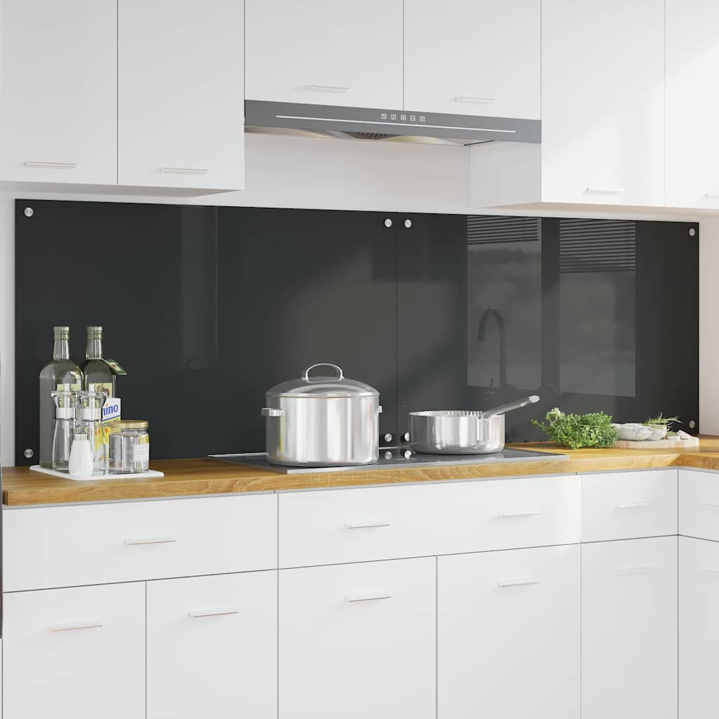 vidaXL Küchenrückwand 2 pcs Dunkelgrau 100 x 60 cm Gehärtetes Glas