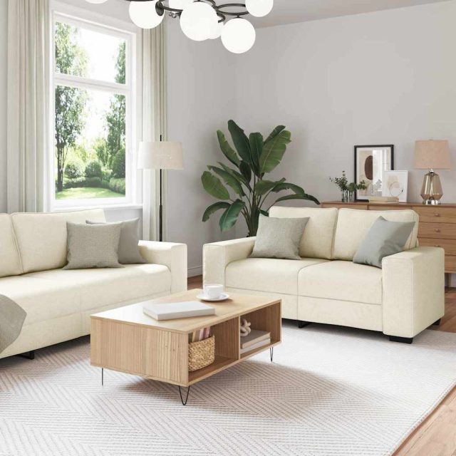 vidaXL Sofa 3 pcs Beige 221 x 80 x 82 cm Leinenmischgewebe