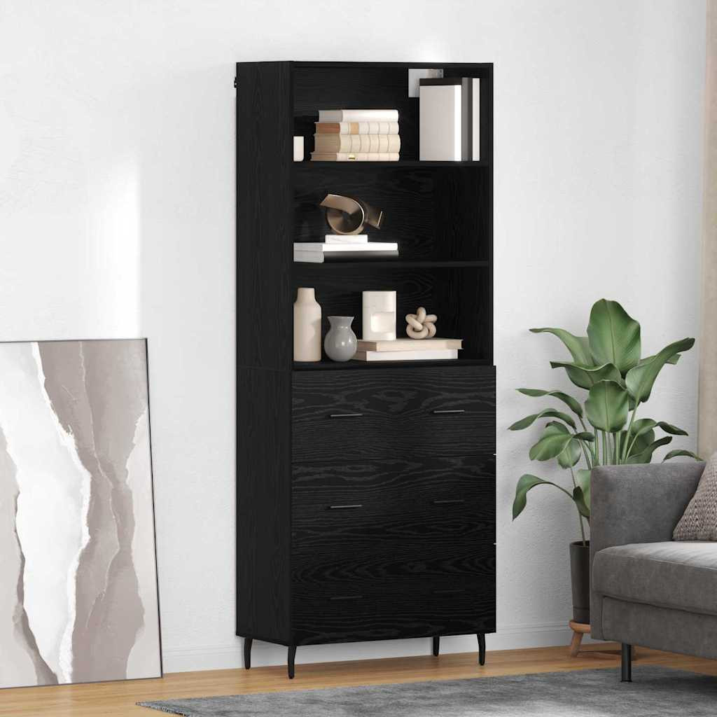vidaXL Highboard Schwarz Eichen-Optik 69,5 x 34 x 180 cm