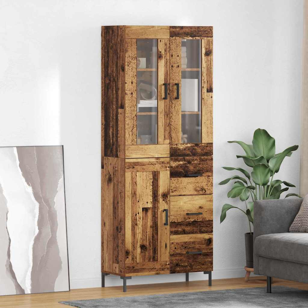 vidaXL Highboard mit Schubladen 2 pcs Altholz Holzwerkstoff