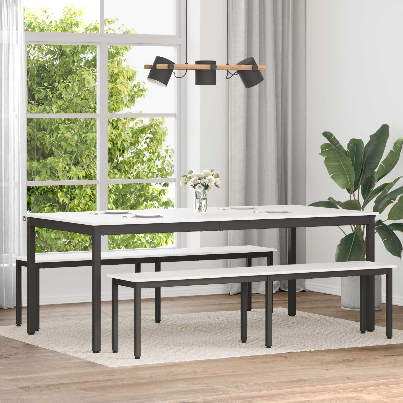 vidaXL Esstisch Weiß 200 x 100 x 75 cm Massives Kiefernholz