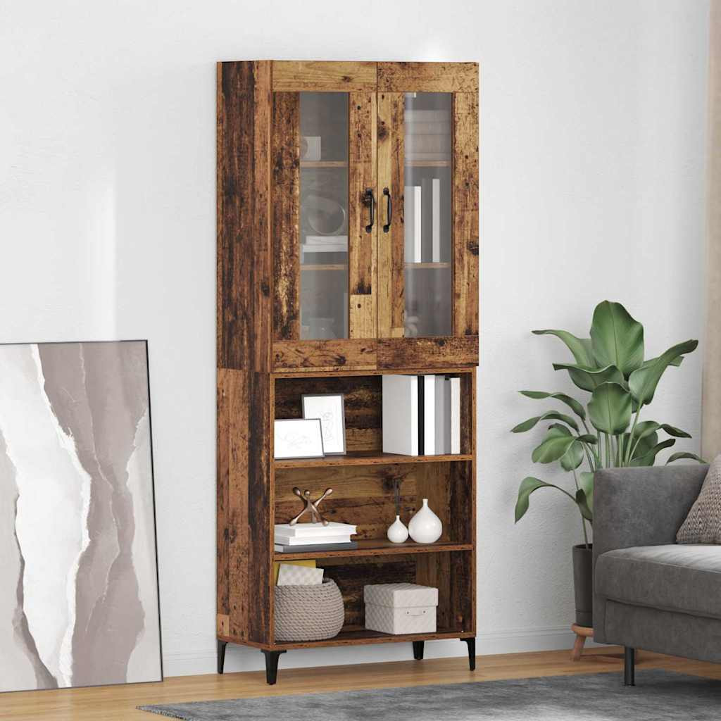 vidaXL Highboard Wandmontiert Altholz 69,5 x 34 x 180 cm Holzwerkstoff