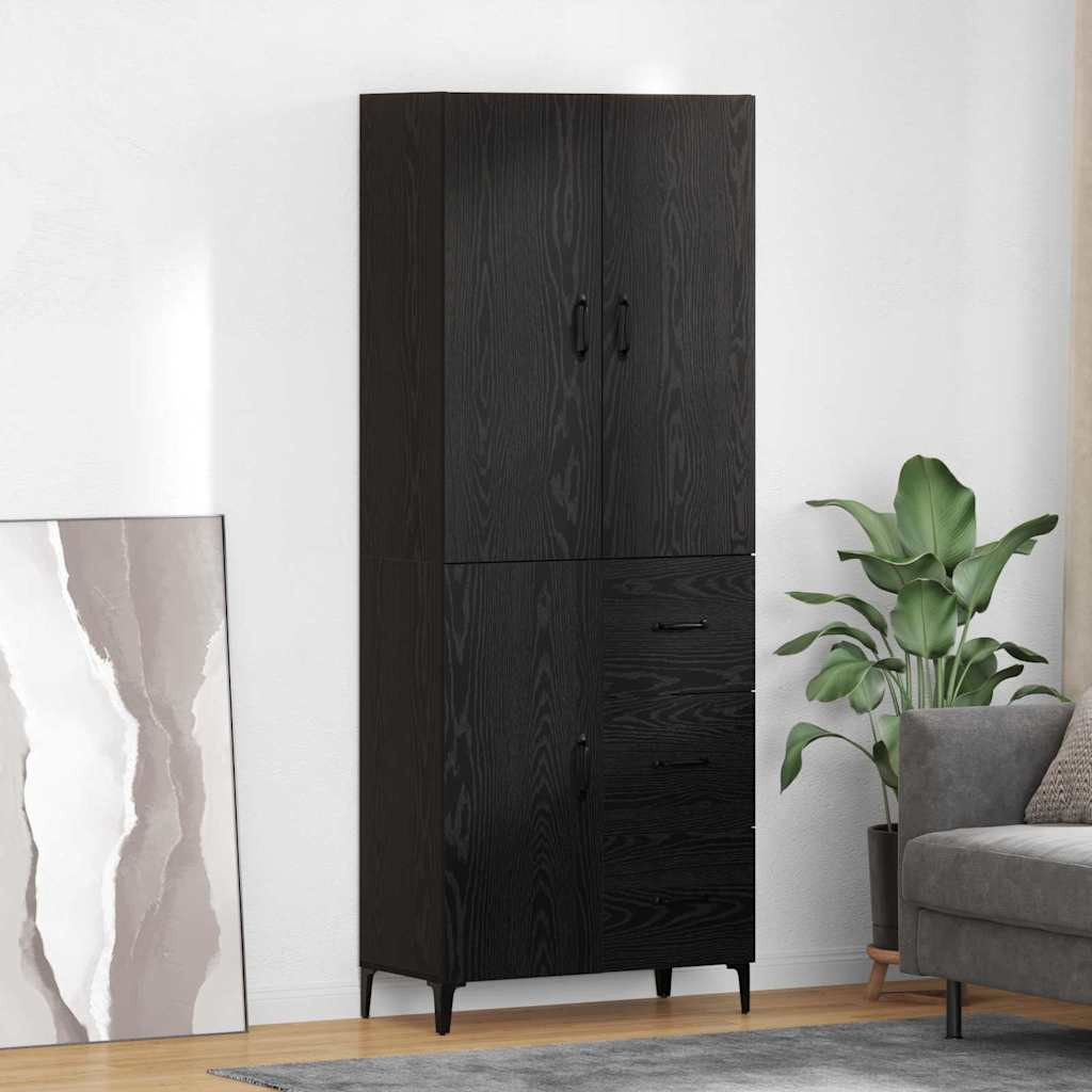 vidaXL Highboard Schwarz Eichen-Optik 69,5 x 34 x 180 cm Holzwerkstoff