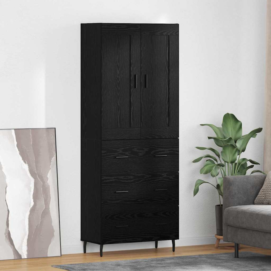 vidaXL Highboard 2 pcs Schwarz Eichen-Optik Holzwerkstoff