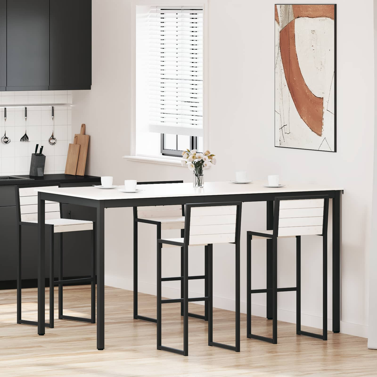 vidaXL Bartisch Weiß 200 x 100 x 105 cm Massives Kiefernholz