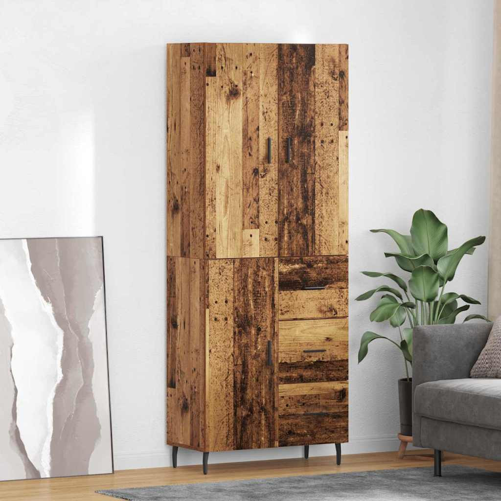 vidaXL Highboard mit Schubladen 2 pcs Altholz Engineered Wood und Glas