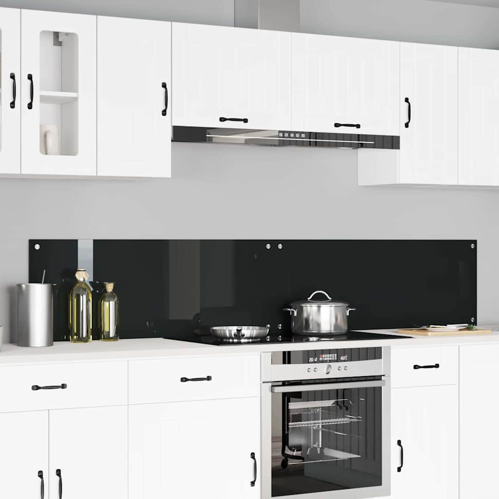vidaXL Küchenrückwand 2 pcs Schwarz 110 x 40 cm Gehärtetes Glas