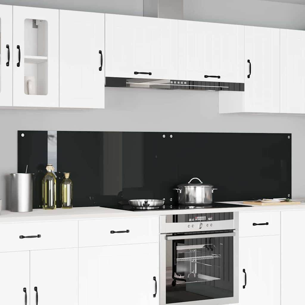 vidaXL Küchenrückwand 2 pcs Schwarz 110 x 50 cm Gehärtetes Glas