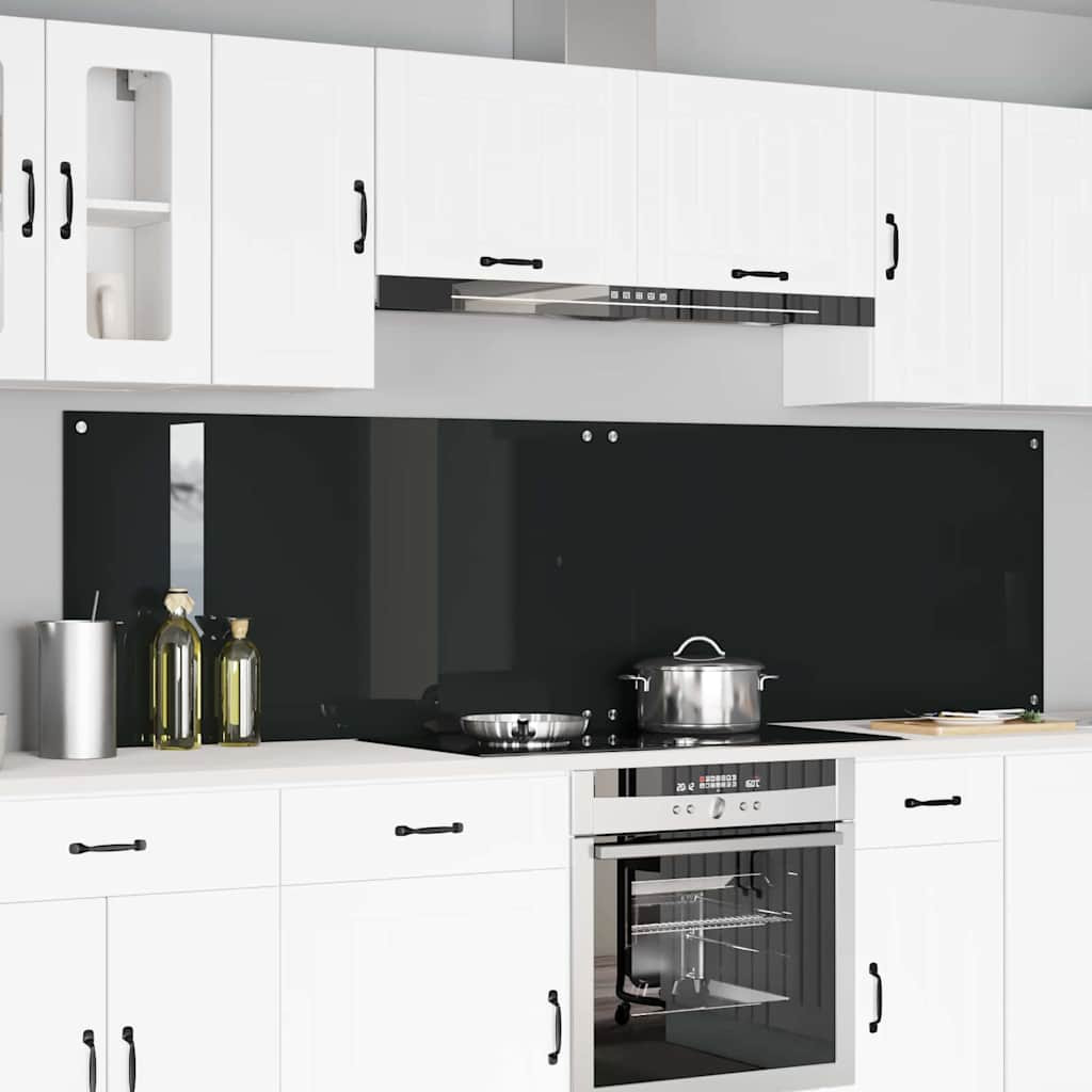 vidaXL Küchenrückwand 2 pcs Schwarz 110 x 60 cm Gehärtetes Glas