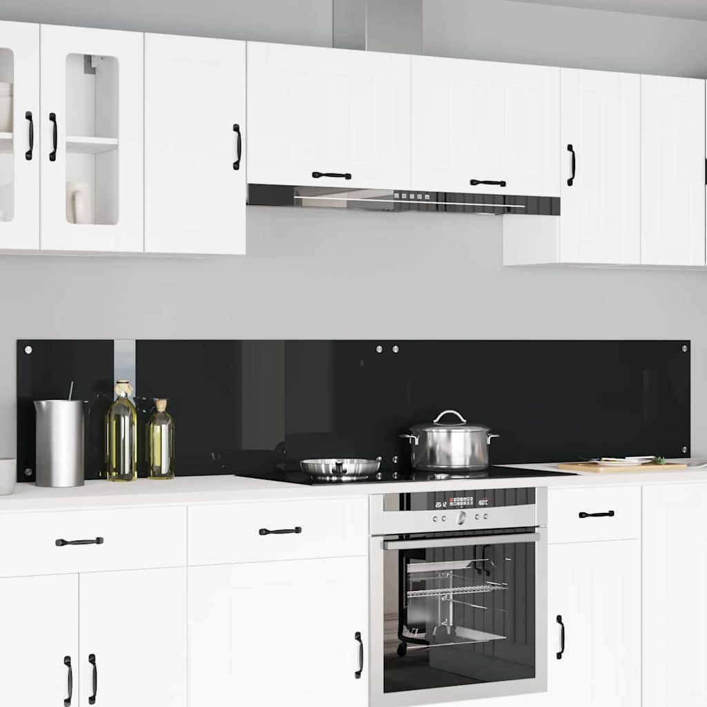 vidaXL Küchenrückwand 2 pcs Schwarz 120 x 40 cm Gehärtetes Glas