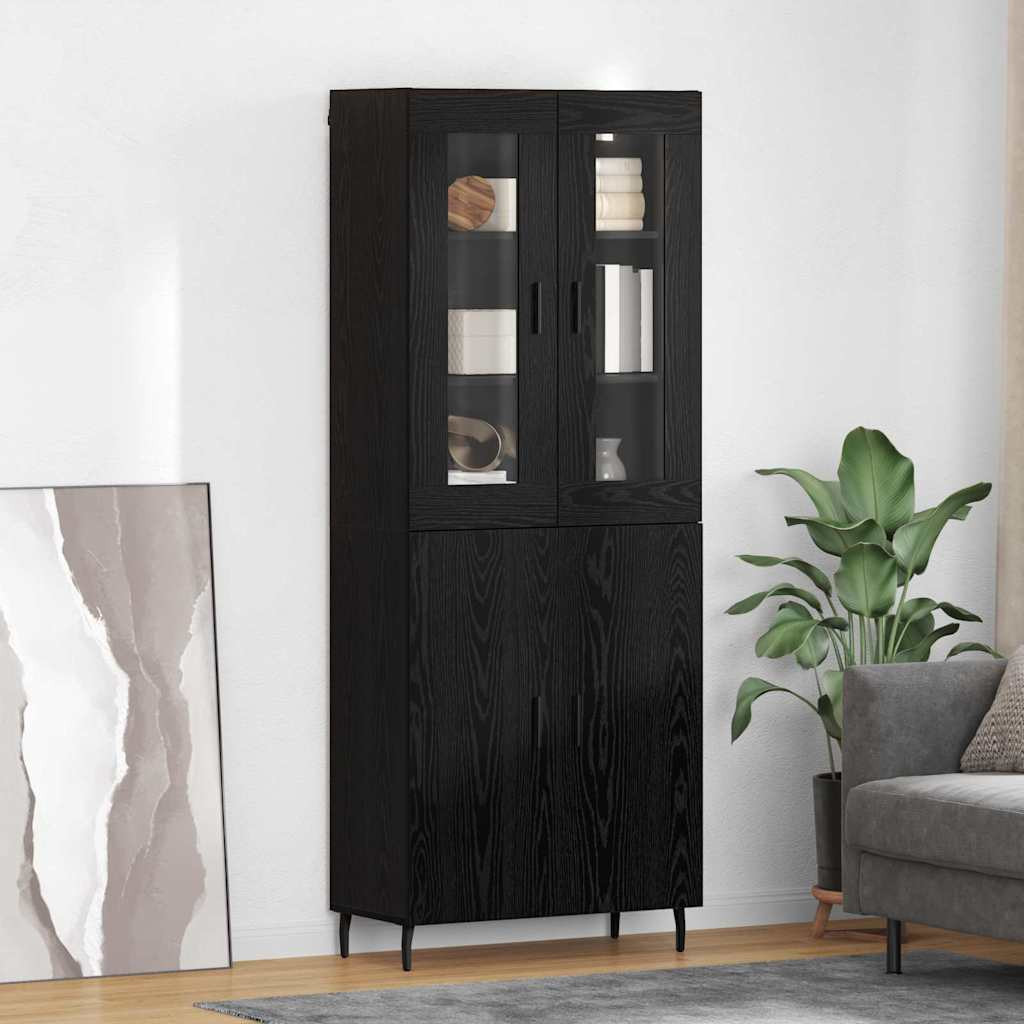vidaXL Highboard 2 pcs Schwarz Eichen-Optik Holzwerkstoff