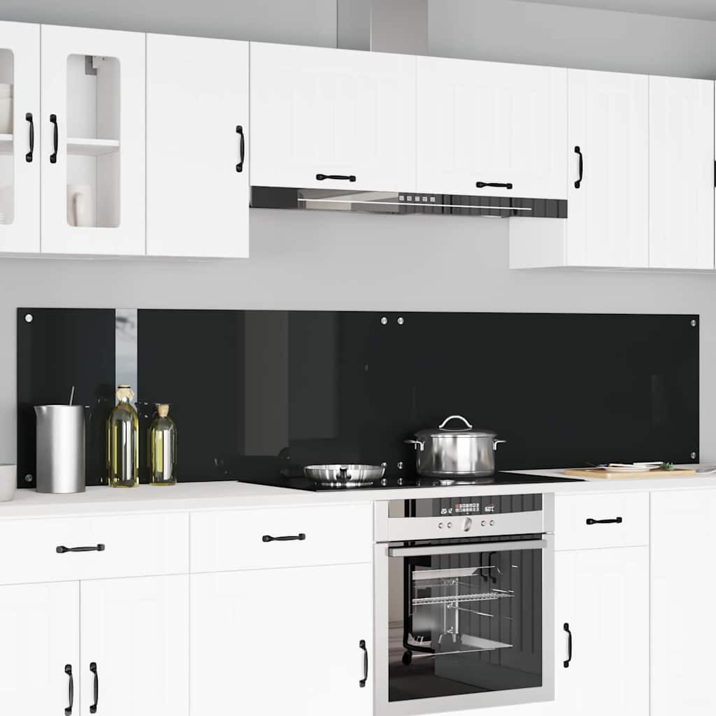 vidaXL Küchenrückwand 2 pcs Schwarz 120 x 50 cm Gehärtetes Glas