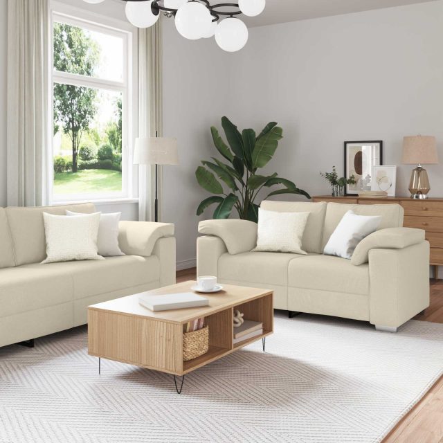 vidaXL Sofa 3 pcs Beige 219 x 80 x 82 cm Leinenmischgewebe
