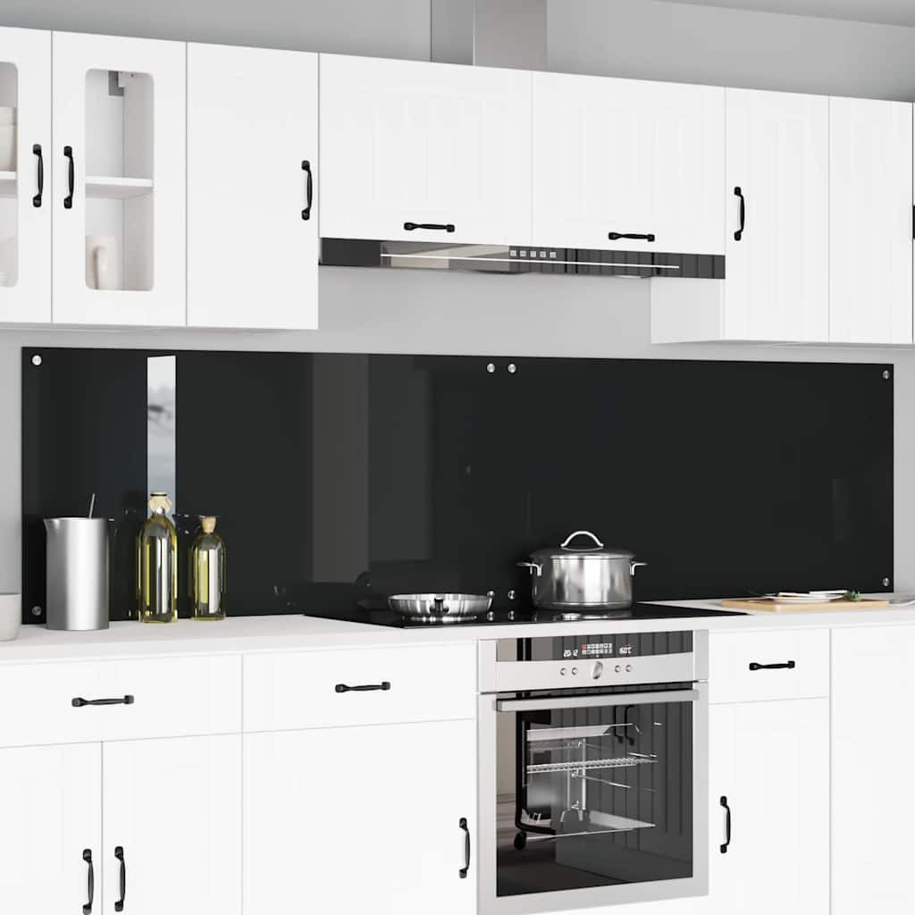 vidaXL Küchenrückwand 2 pcs Schwarz 120 x 60 cm Gehärtetes Glas