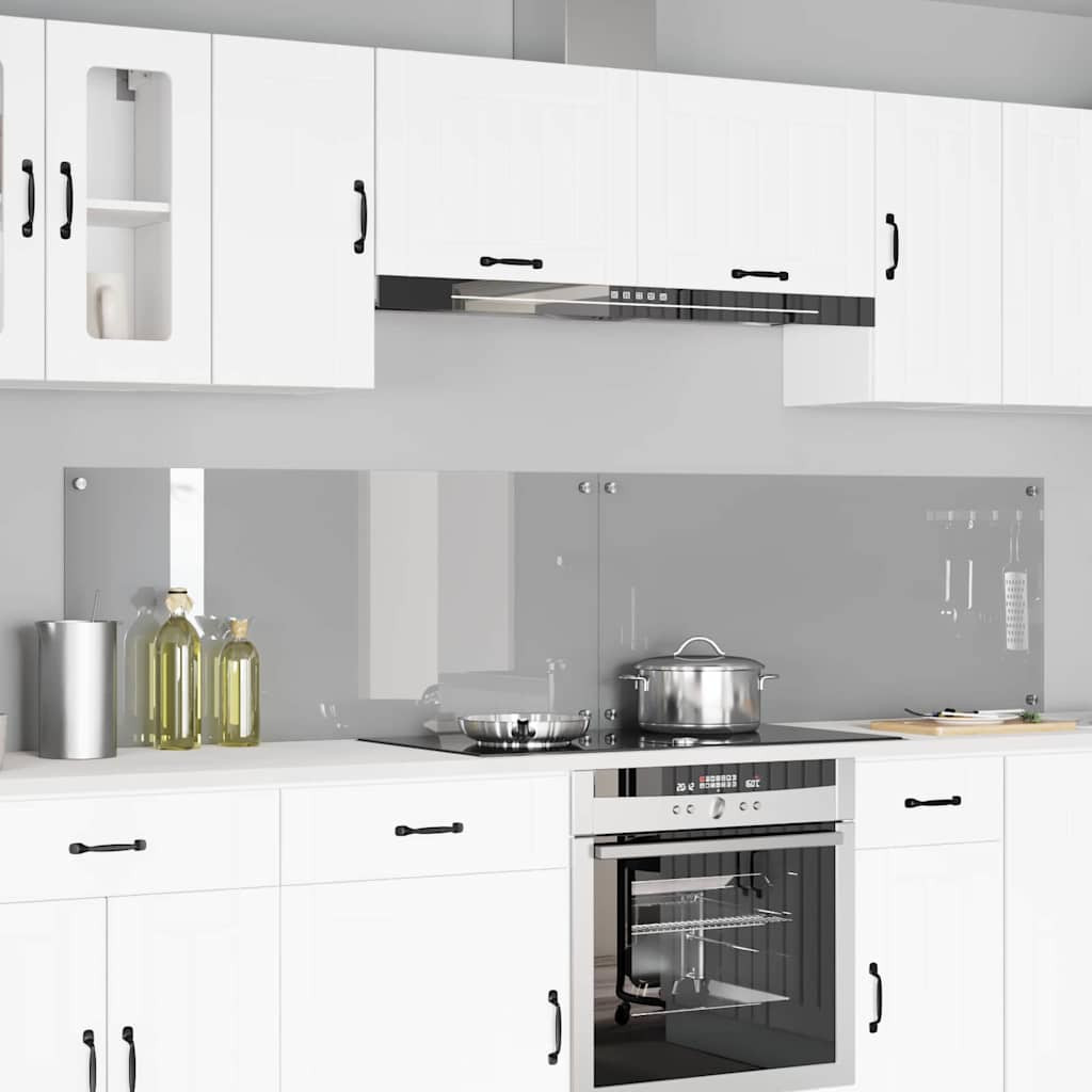 vidaXL Küchenrückwand 2 pcs Hellgrau 110 x 50 cm Gehärtetes Glas