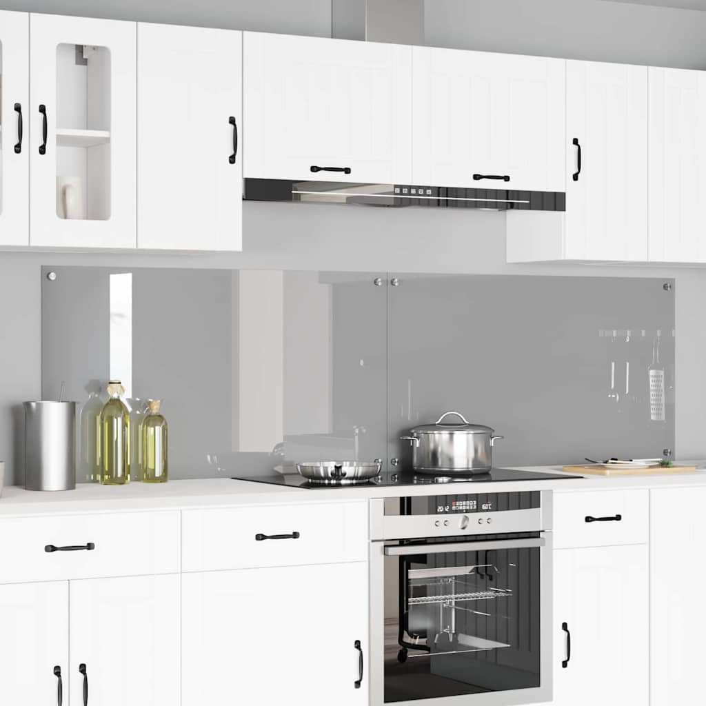 vidaXL Küchenrückwand 2 pcs Hellgrau 110 x 60 cm Gehärtetes Glas