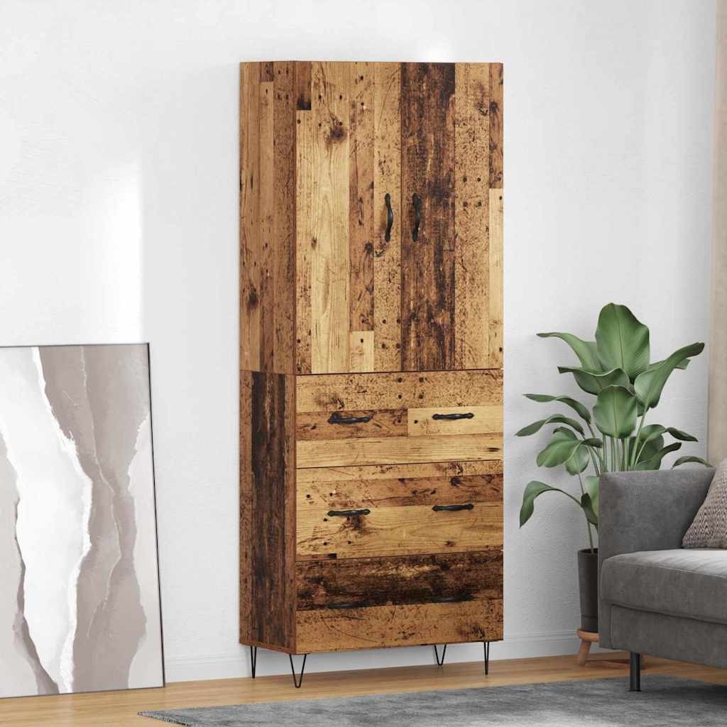 vidaXL Highboard mit Schubladen 2 pcs Altholz Holzwerkstoff