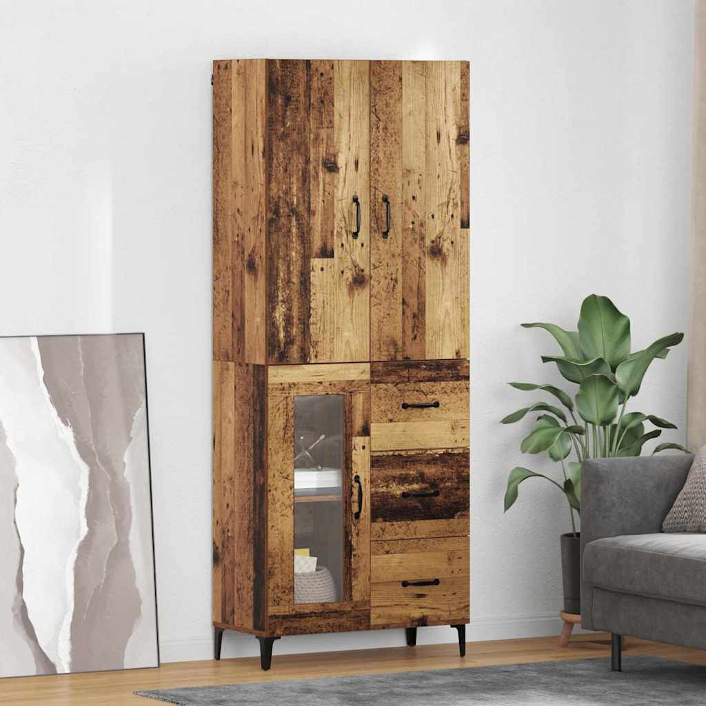 vidaXL Highboard Wandmontiert Altholz 69,5 x 34 x 180 cm Holzwerkstoff