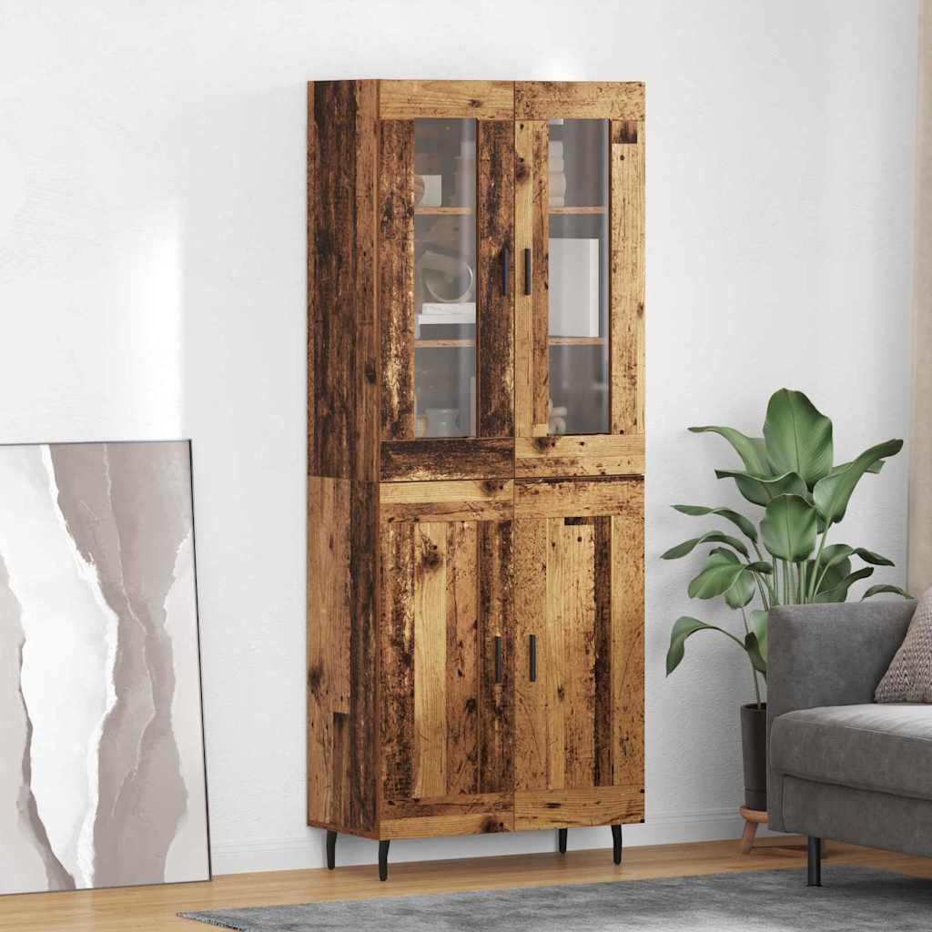 vidaXL Highboard 2 pcs Altholz Engineered Wood und Glas