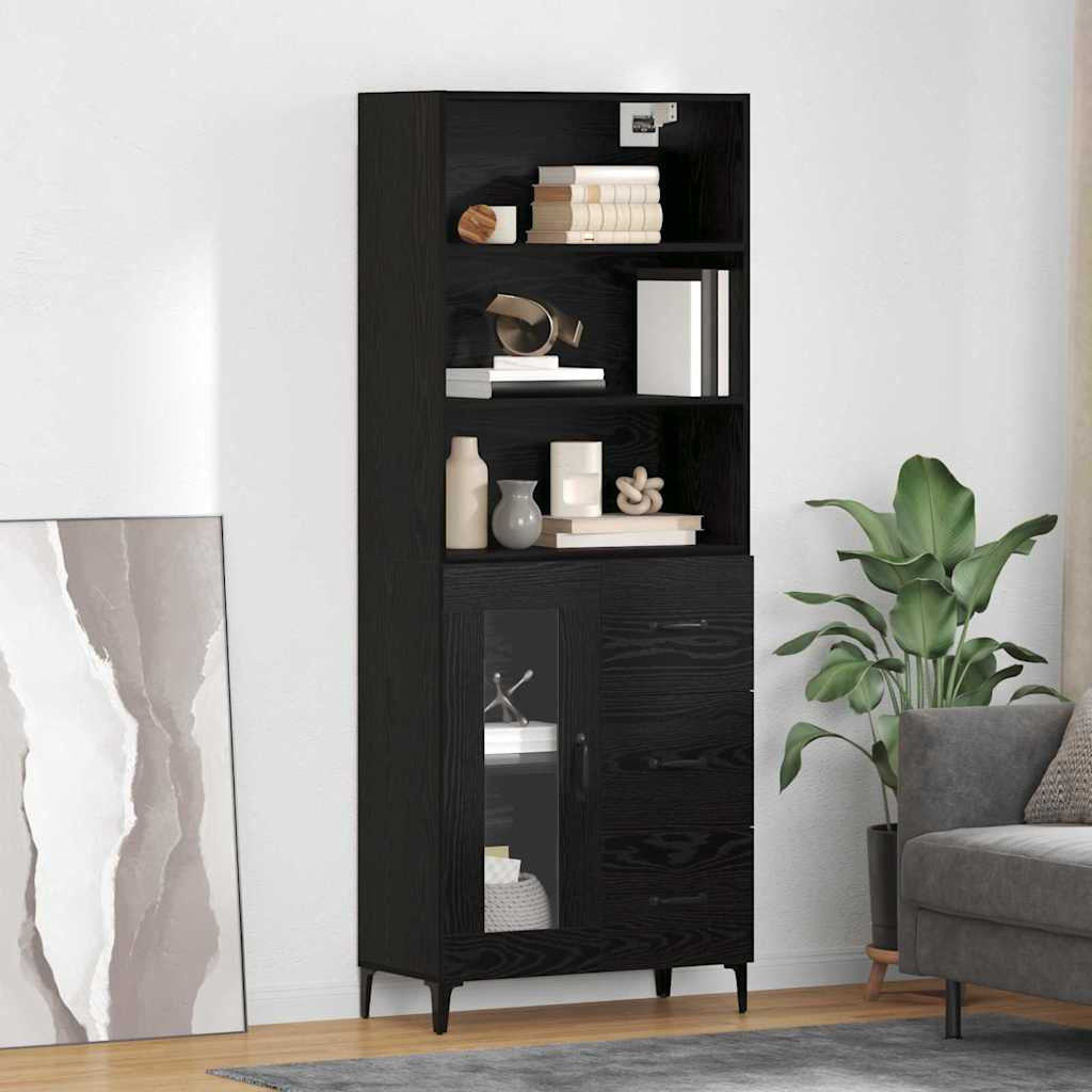 vidaXL Highboard Schwarz Eichen-Optik 69,5 x 34 x 180 cm Holzwerkstoff