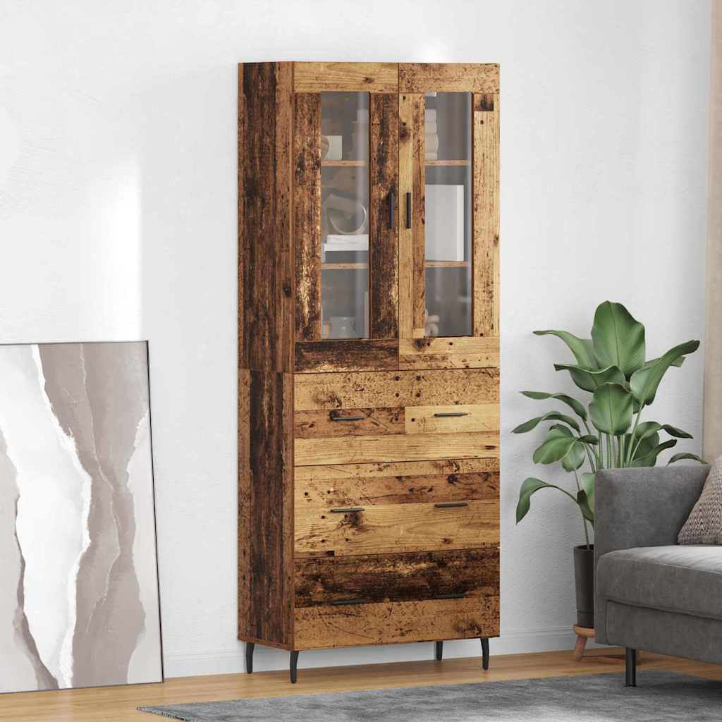 vidaXL Highboard mit Schubladen 2 pcs Altholz Holzwerkstoff