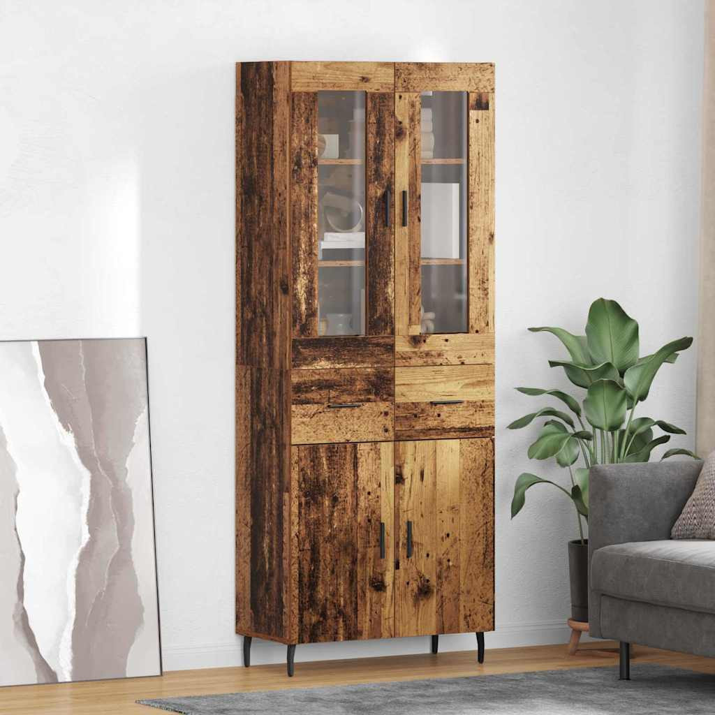 vidaXL Highboard mit Schubladen 2 pcs Altholz Holzwerkstoff