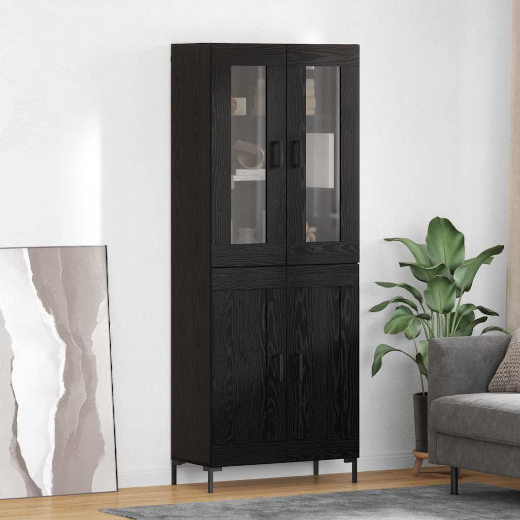 vidaXL Highboard 2 pcs Schwarz Eichen-Optik Holzwerkstoff