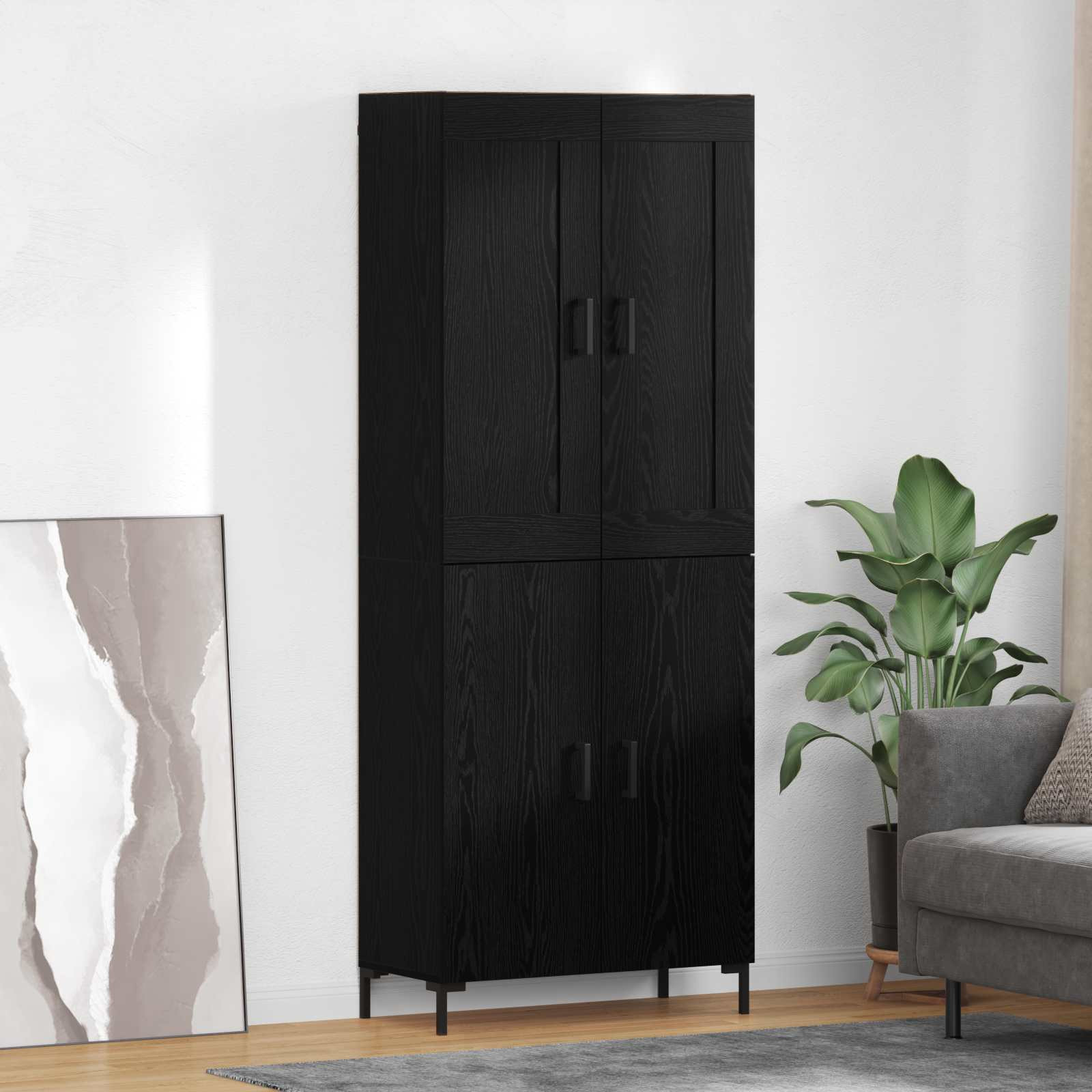 vidaXL Highboard 2 pcs Schwarz Eichen-Optik Holzwerkstoff