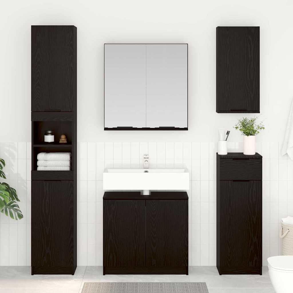 vidaXL Badezimmerschrank-Set 3 Stück Schwarz Eichen-Optik Holzwerkstoff