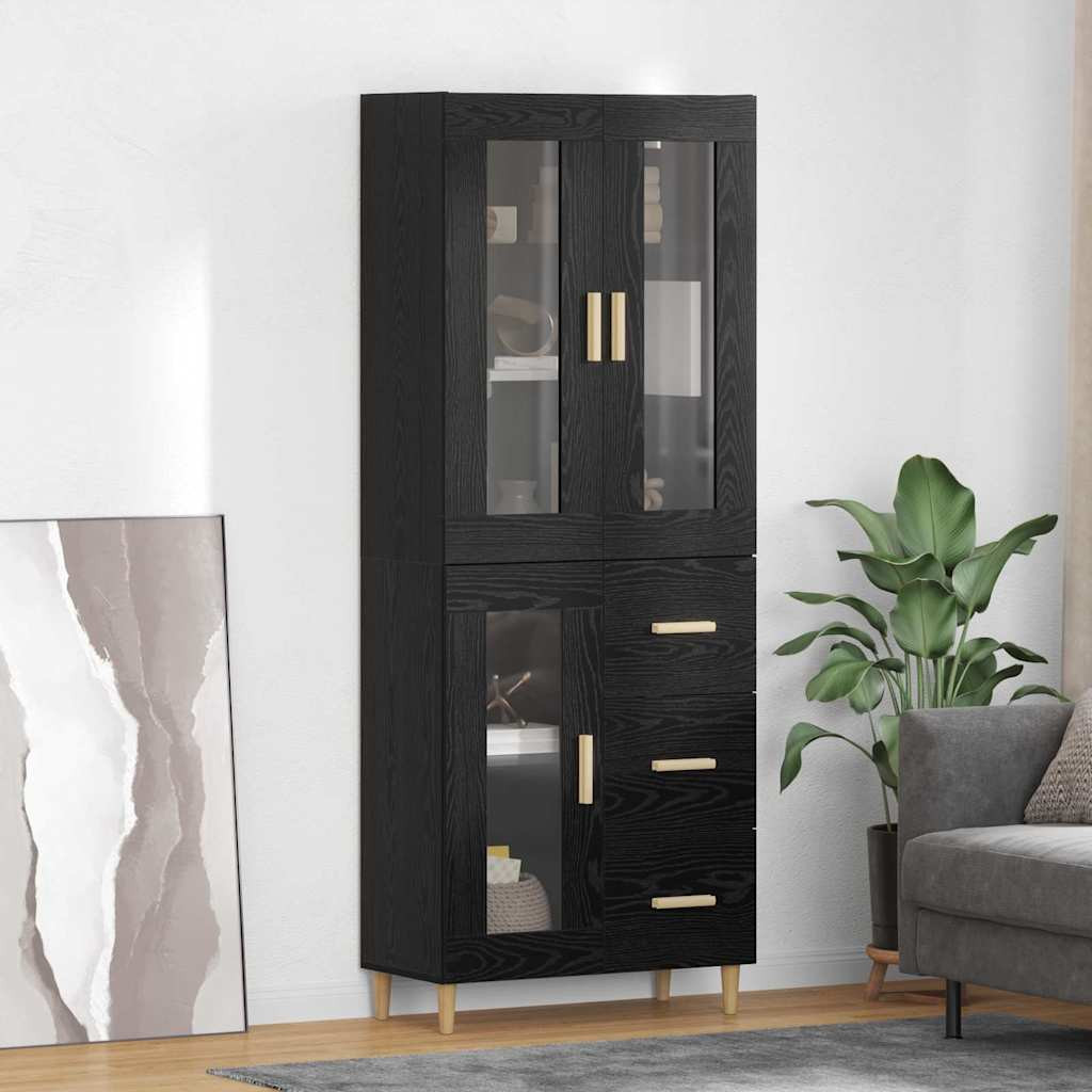 vidaXL Highboard Schwarz Eichen-Optik 69,5 x 34 x 180 cm Holzwerkstoff