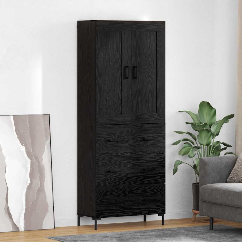vidaXL Highboard 2 pcs Schwarz Eichen-Optik Holzwerkstoff