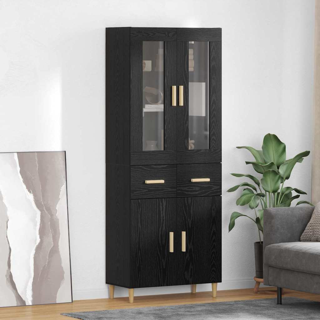 vidaXL Highboard Schwarz Eichen-Optik 69,5 x 34 x 180 cm Holzwerkstoff