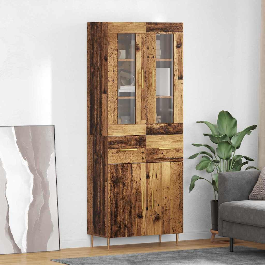 vidaXL Highboard mit Schubladen 2 pcs Altholz Holzwerkstoff