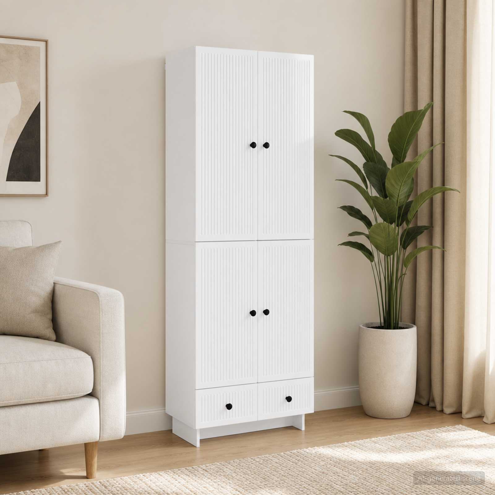 vidaXL Schrankset 2 pcs Hochglanz Weiß 66 x 34,5 x 95 cm Holzwerkstoff