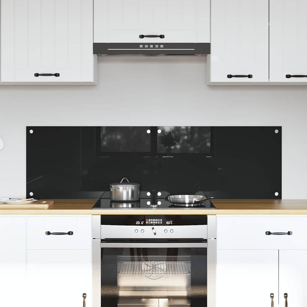 vidaXL Küchenrückwand 2 pcs Schwarz 70 x 40 cm Gehärtetes Glas
