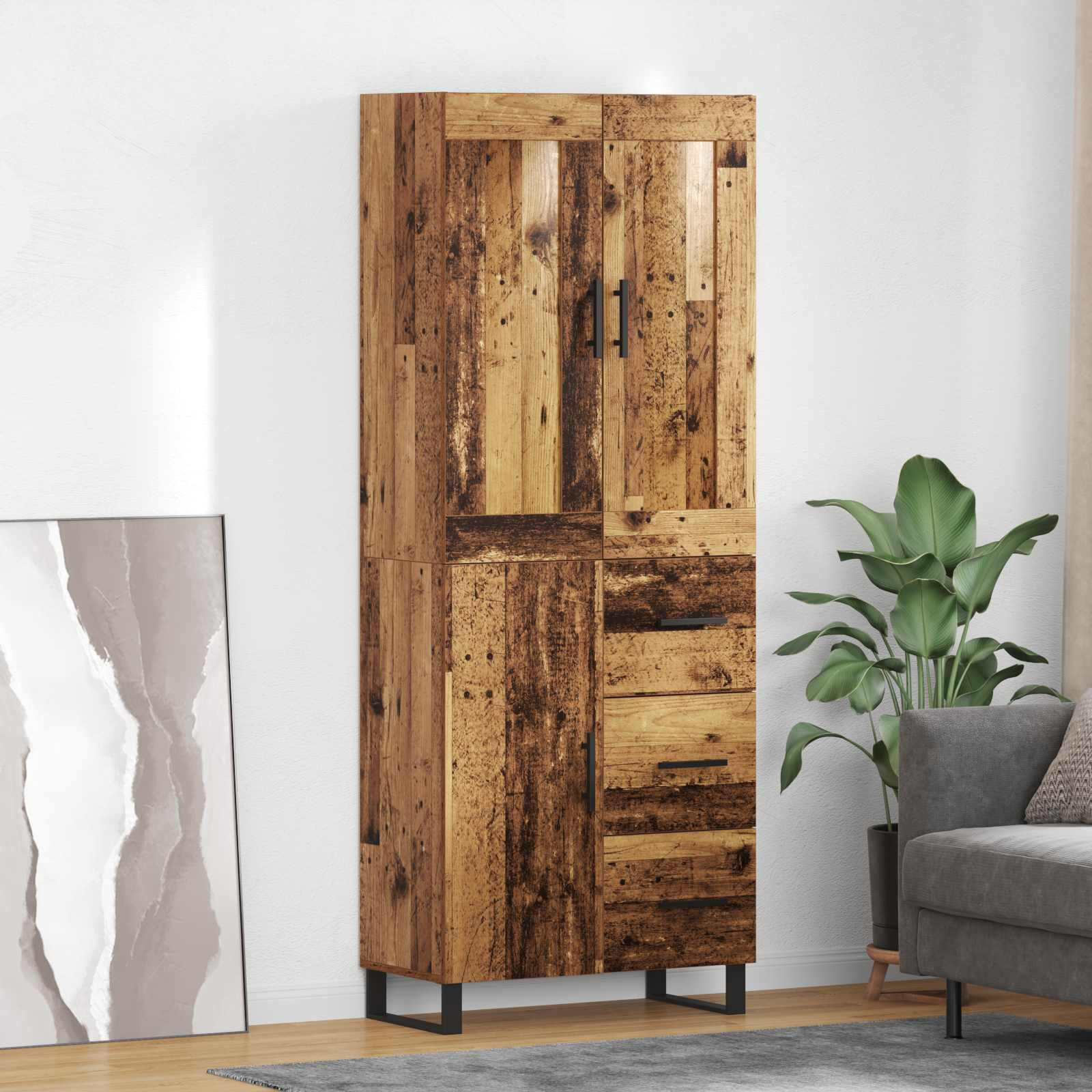 vidaXL Highboard Altholz 69,5 x 34 x 180 cm Holzwerkstoff