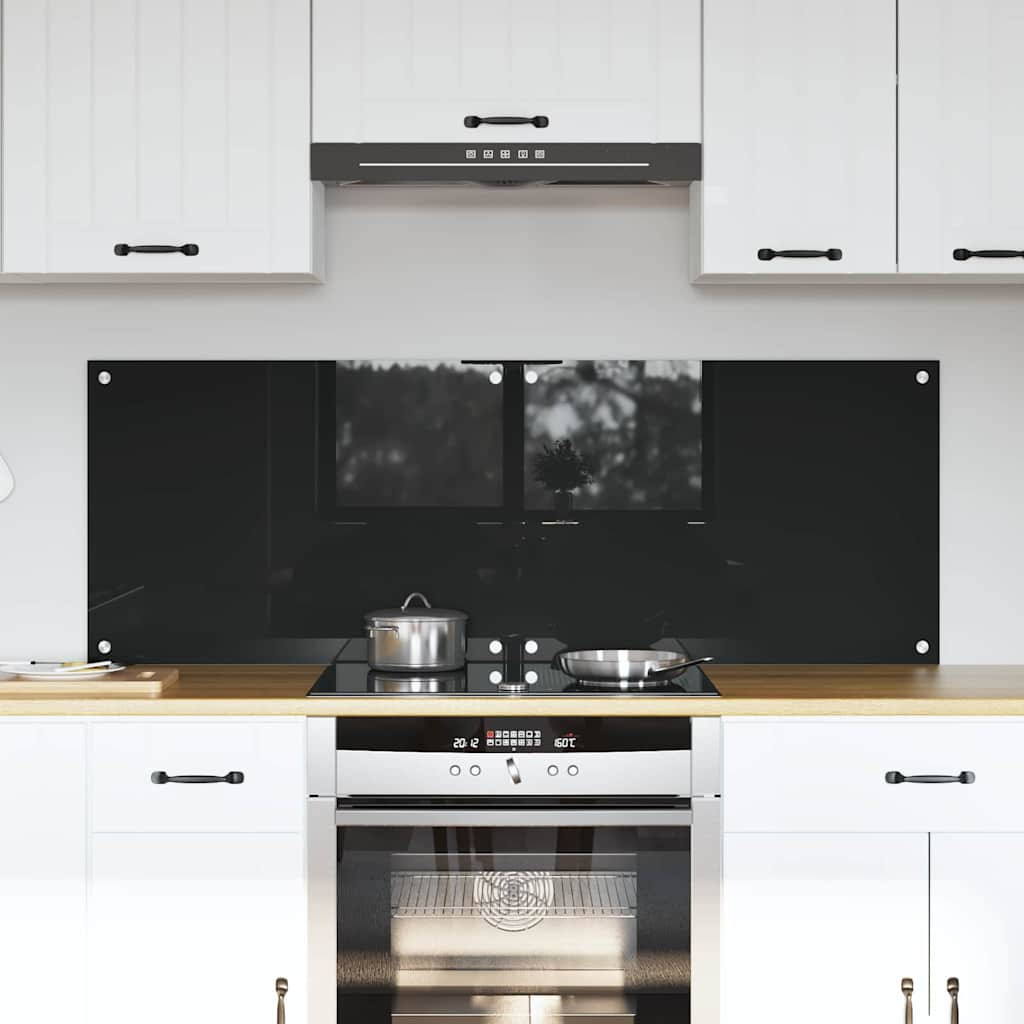 vidaXL Küchenrückwand 2 pcs Schwarz 70 x 50 cm Gehärtetes Glas