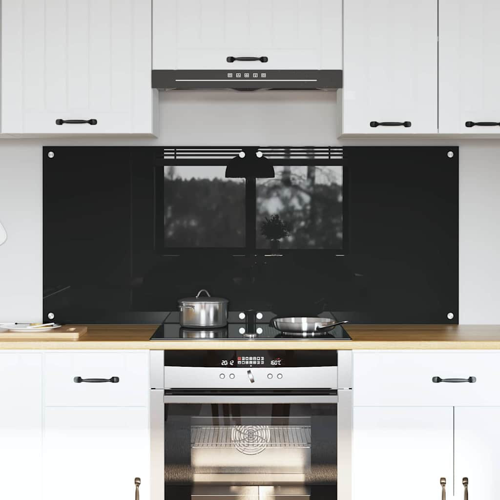 vidaXL Küchenrückwand 2 pcs Schwarz 70 x 60 cm Gehärtetes Glas