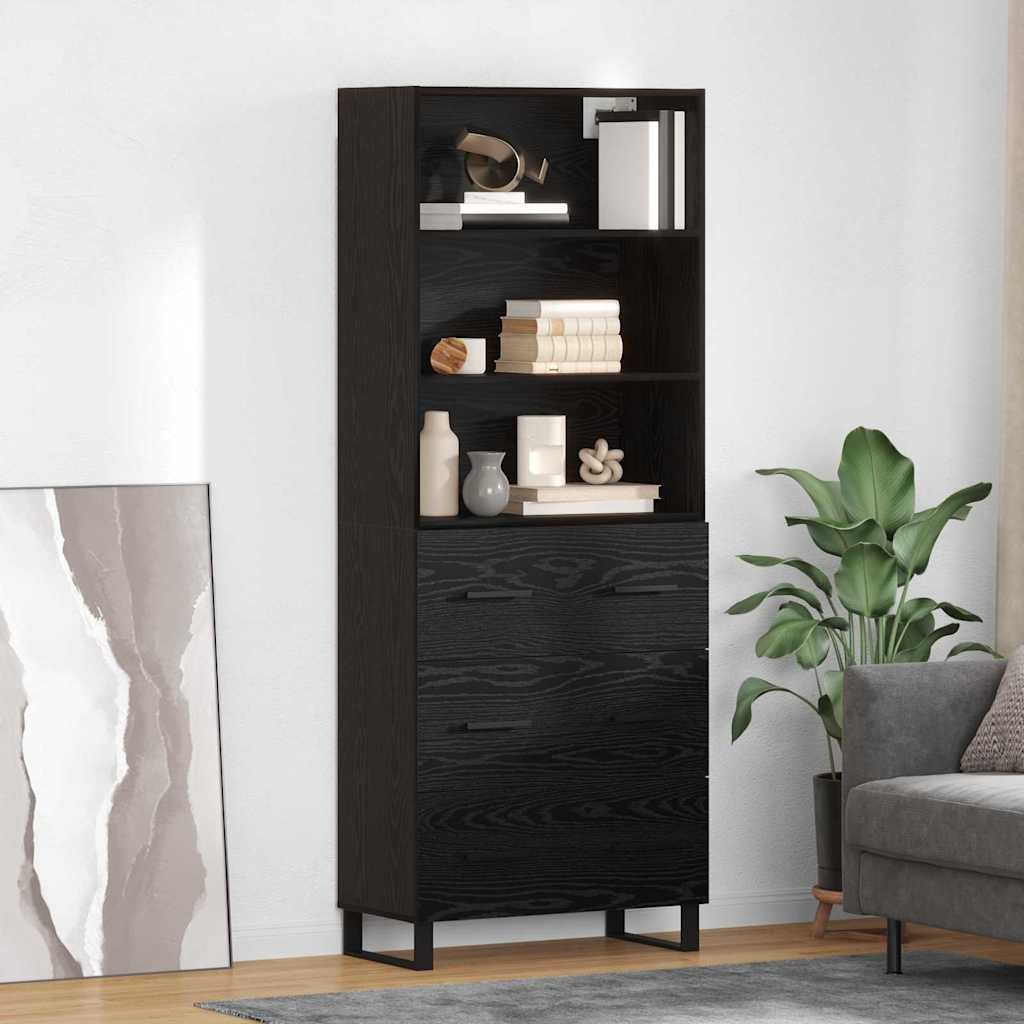 vidaXL Highboard 2 pcs Schwarz Eichen-Optik Holzwerkstoff