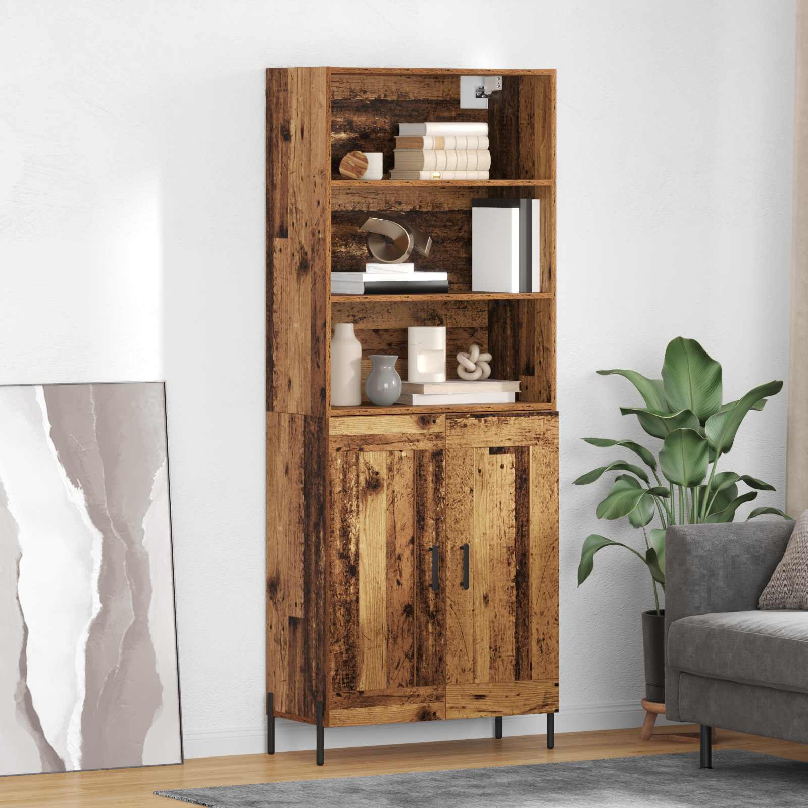 vidaXL Highboard Altholz 69,5 x 32,5 x 180 cm Holzwerkstoff