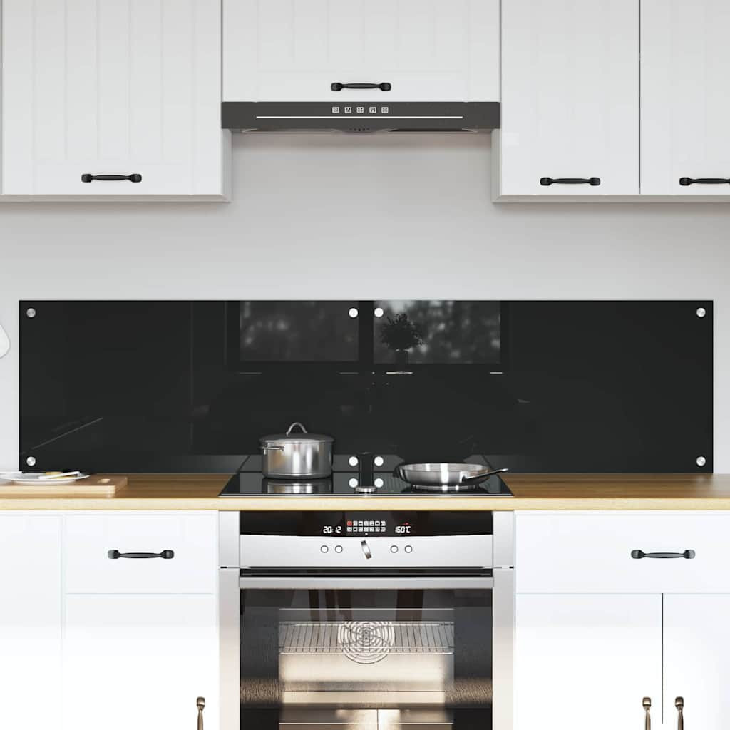 vidaXL Küchenrückwand 2 pcs Schwarz 80 x 40 cm Gehärtetes Glas