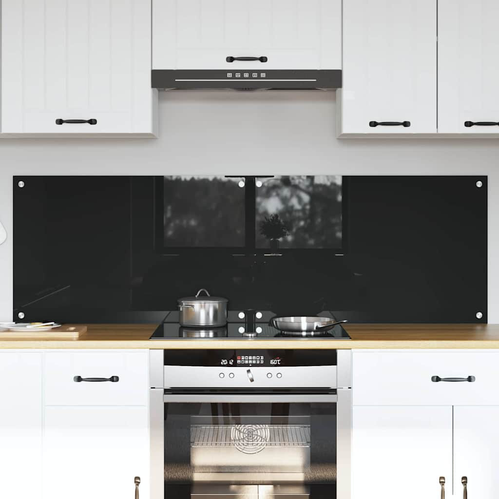 vidaXL Küchenrückwand 2 pcs Schwarz 80 x 50 cm Gehärtetes Glas
