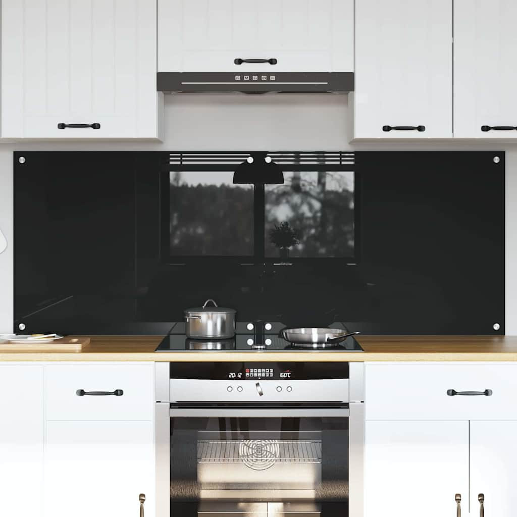 vidaXL Küchenrückwand 2 pcs Schwarz 80 x 60 cm Gehärtetes Glas
