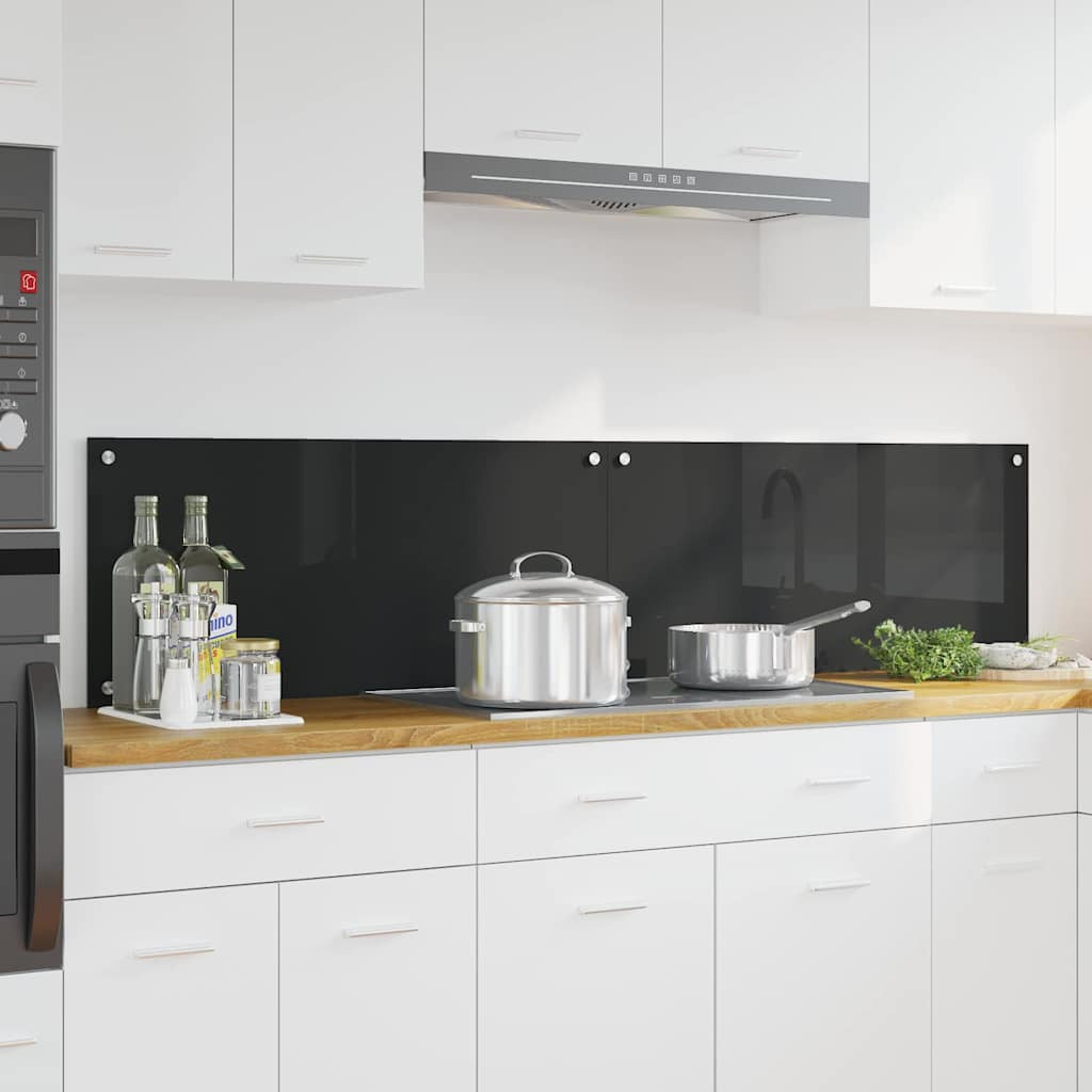 vidaXL Küchenrückwand 2 pcs Schwarz 90 x 40 cm Gehärtetes Glas