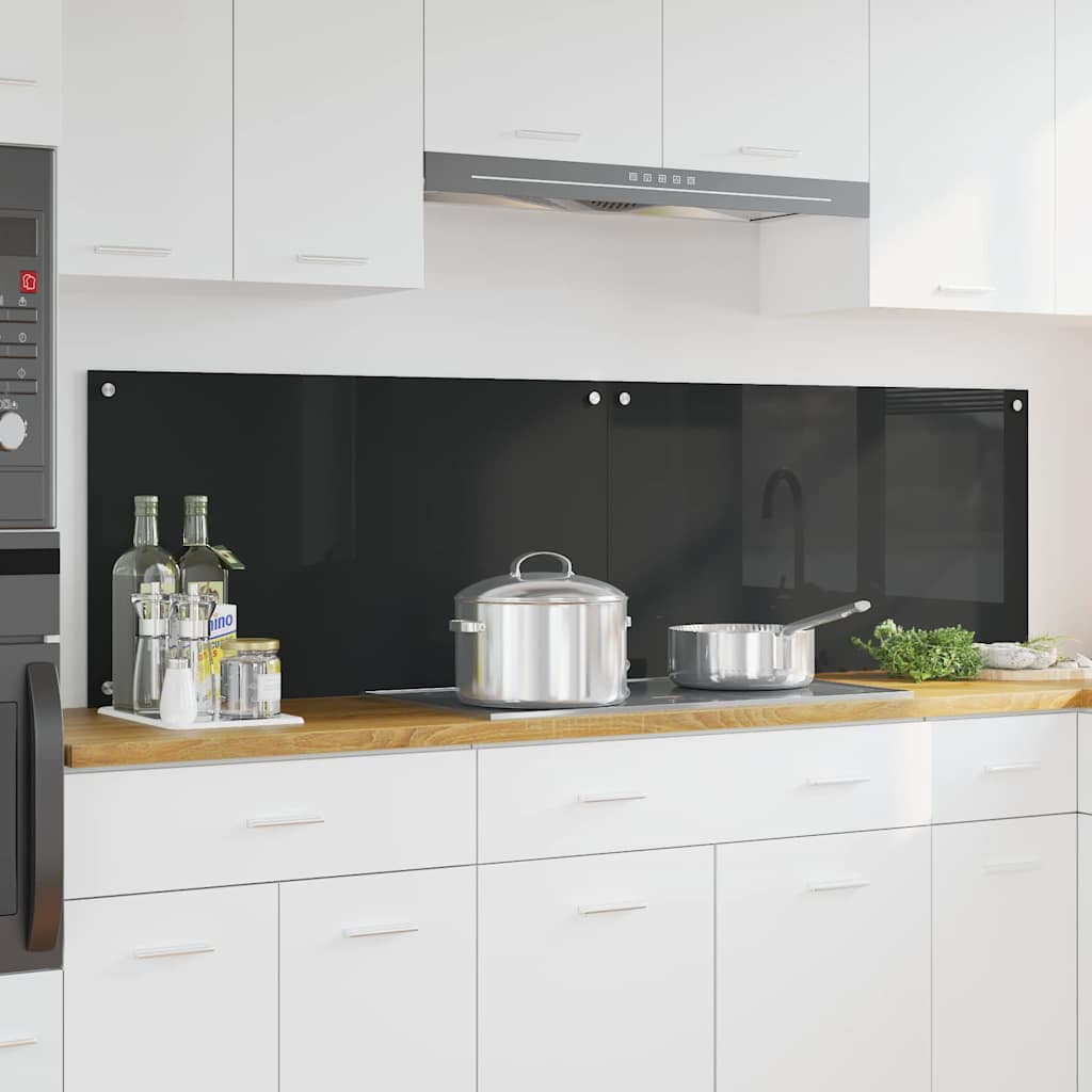vidaXL Küchenrückwand 2 pcs Schwarz 90 x 50 cm Gehärtetes Glas