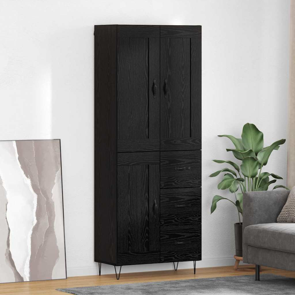 vidaXL Highboard Schwarz Eichen-Optik 69,5 x 34 x 180 cm Holzwerkstoff