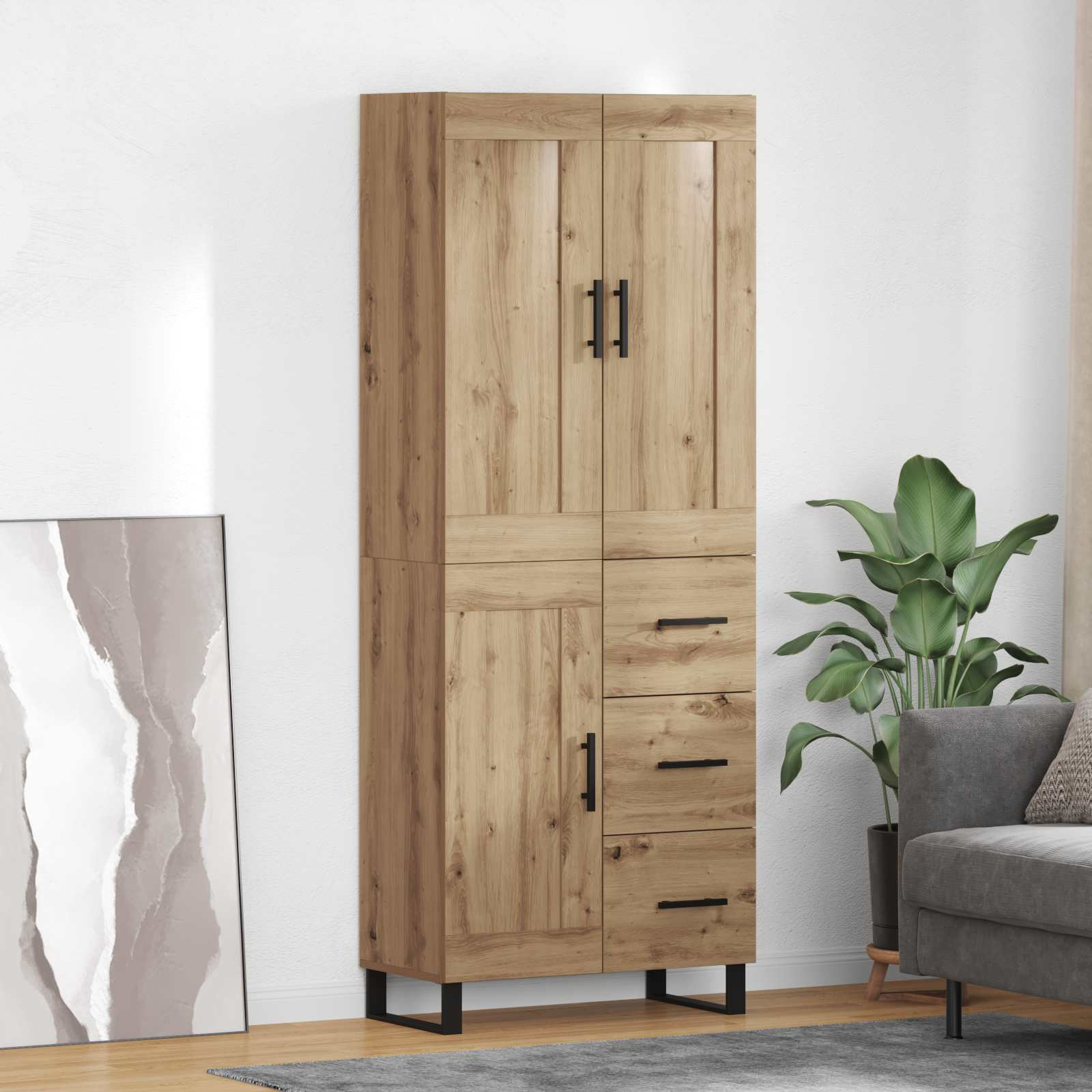 vidaXL Highboard 2 pcs Artisan-Eiche 69,5 x 34 x 180 cm Holzwerkstoff