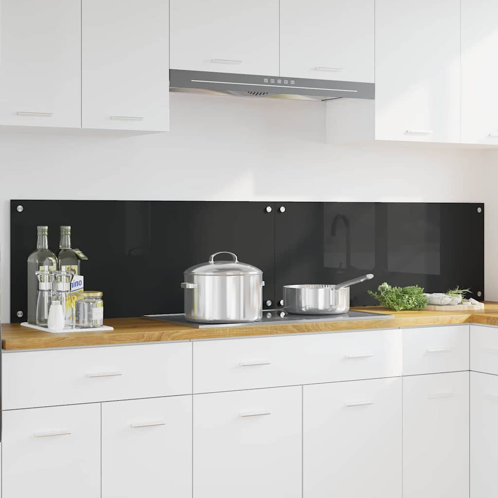 vidaXL Küchenrückwand 2 pcs Schwarz 100 x 40 cm Gehärtetes Glas